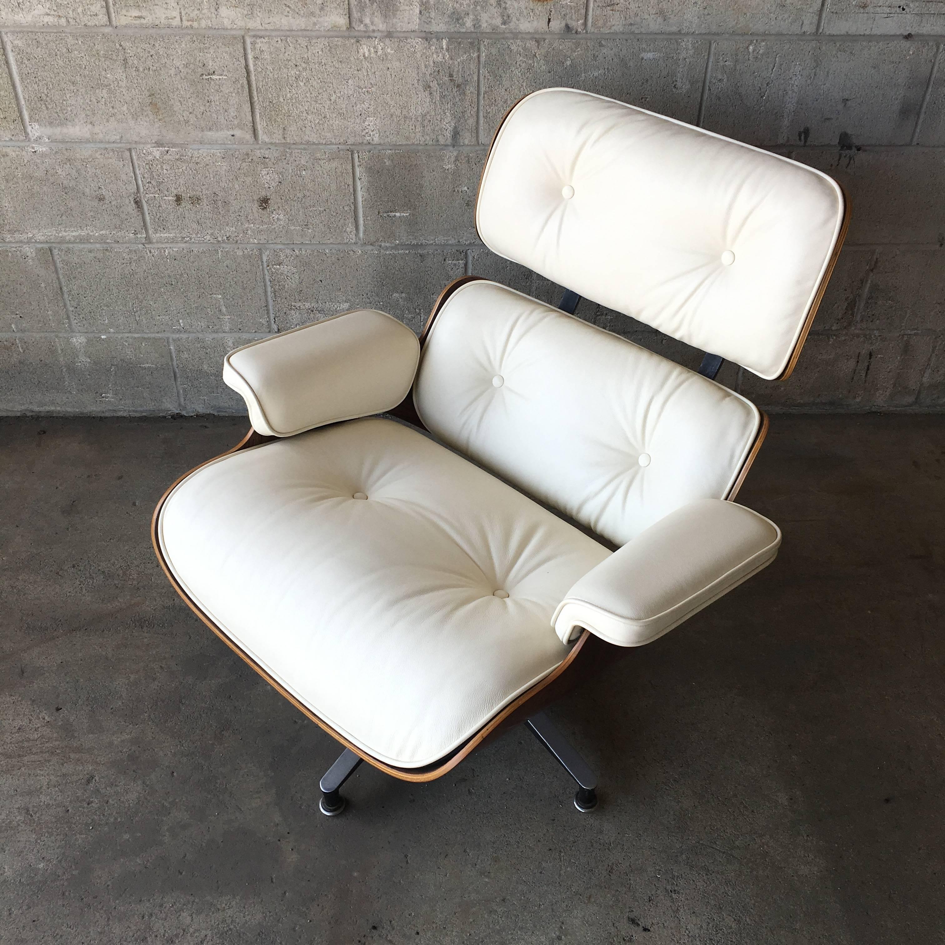 American Herman Miller Eames Lounge Chair with New Ivory Leather