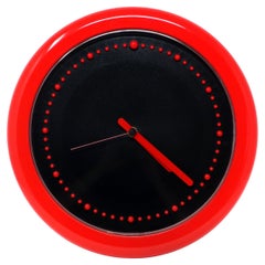 Retro 1980s Postmodern Red and Black Rexite Zero 980 Wall Clock 