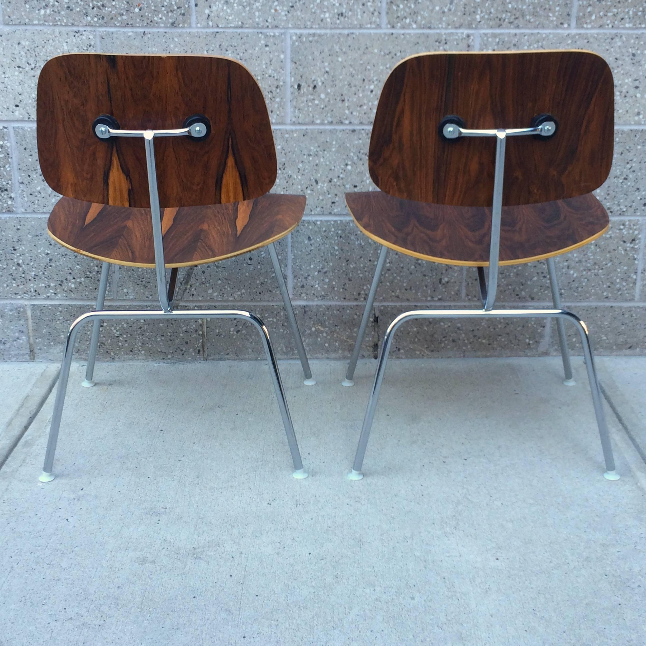 Late 20th Century Pair of Eames Rosewood DCM Chairs for Herman Miller