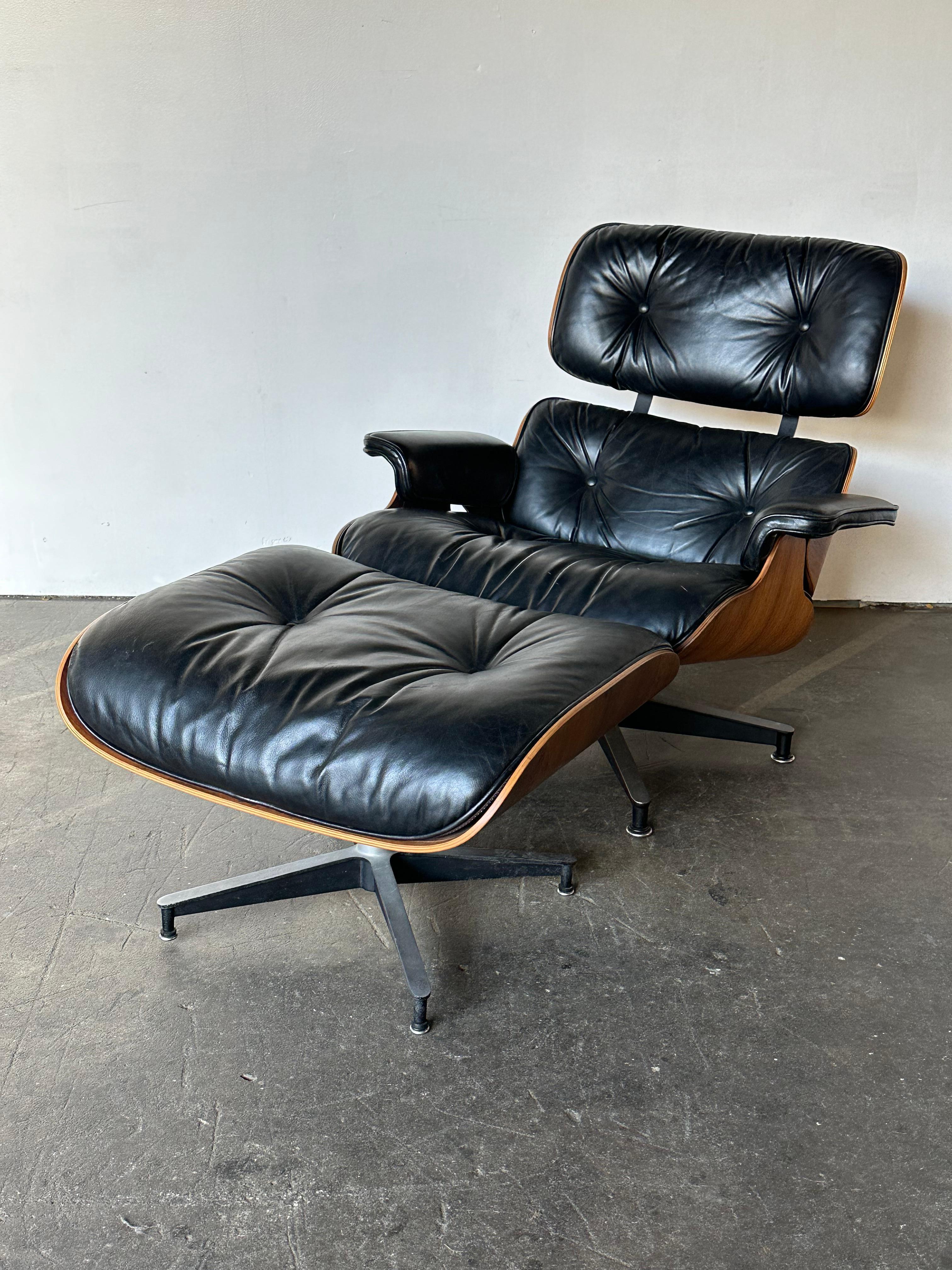 Metal Gorgeous Restored Eames Herman Miller Lounge Chair and Ottoman For Sale