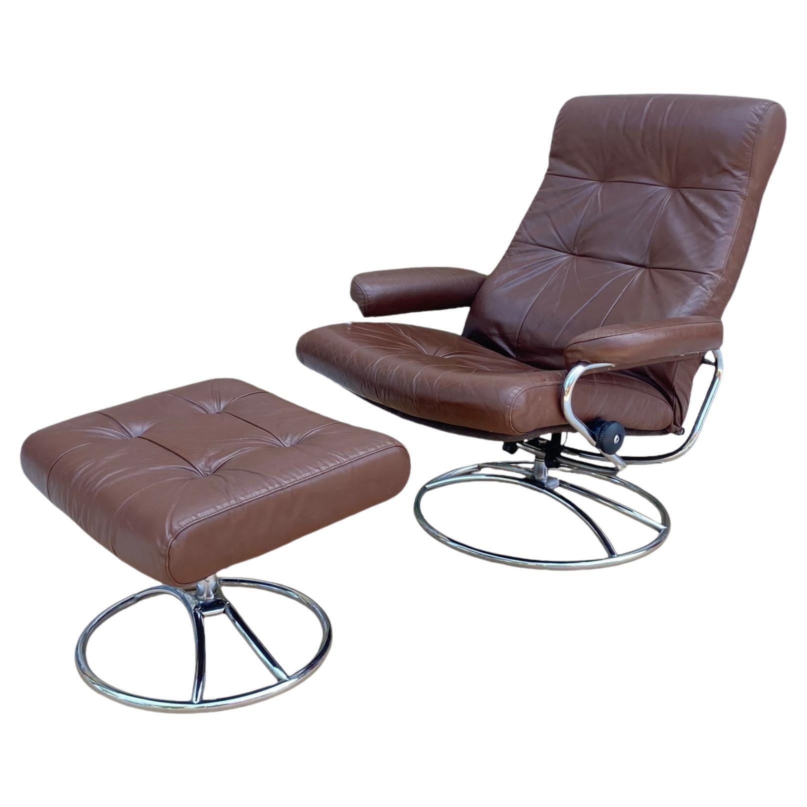 Ekrones "Mayfair" Stressless Lounge Chair with Ottoman at 1stDibs