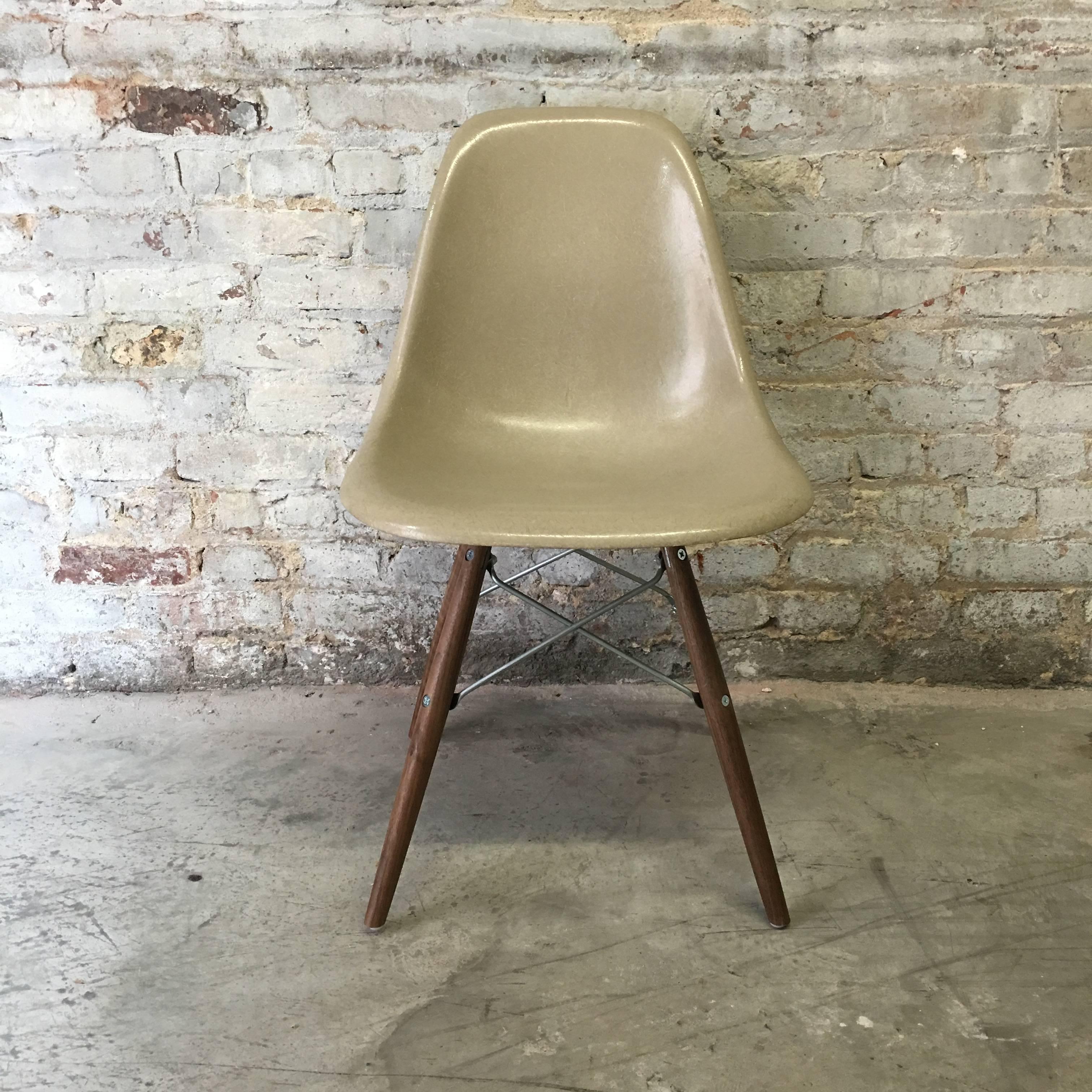 4 Herman Miller Eames Greige DSW Dining Chair In Excellent Condition In Brooklyn, NY