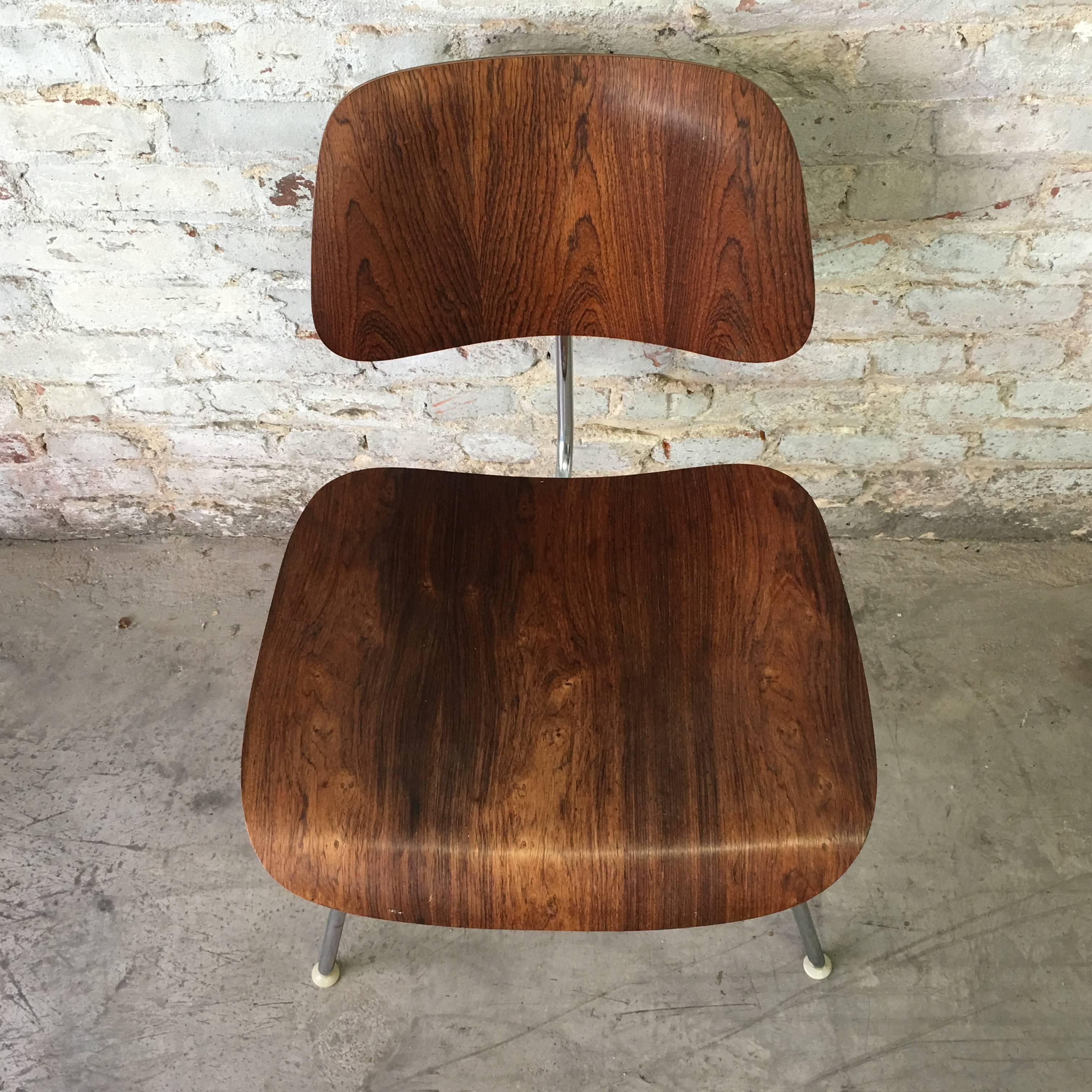 20th Century Four Rare Brazilian Rosewood Herman Miller Eames DCM Dining Chairs