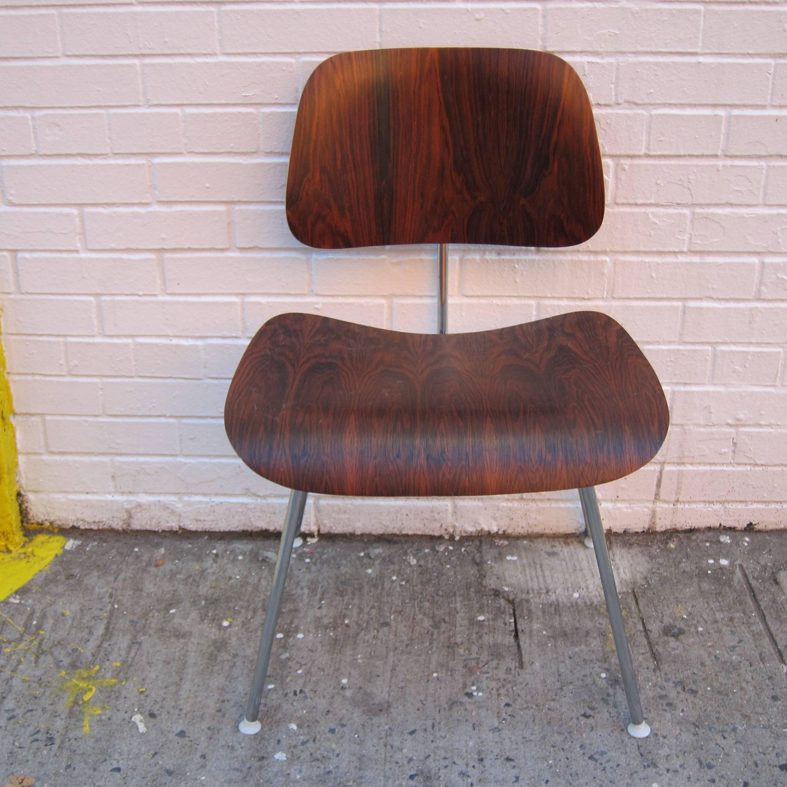 Steel Four Rare Brazilian Rosewood Herman Miller Eames DCM Dining Chairs