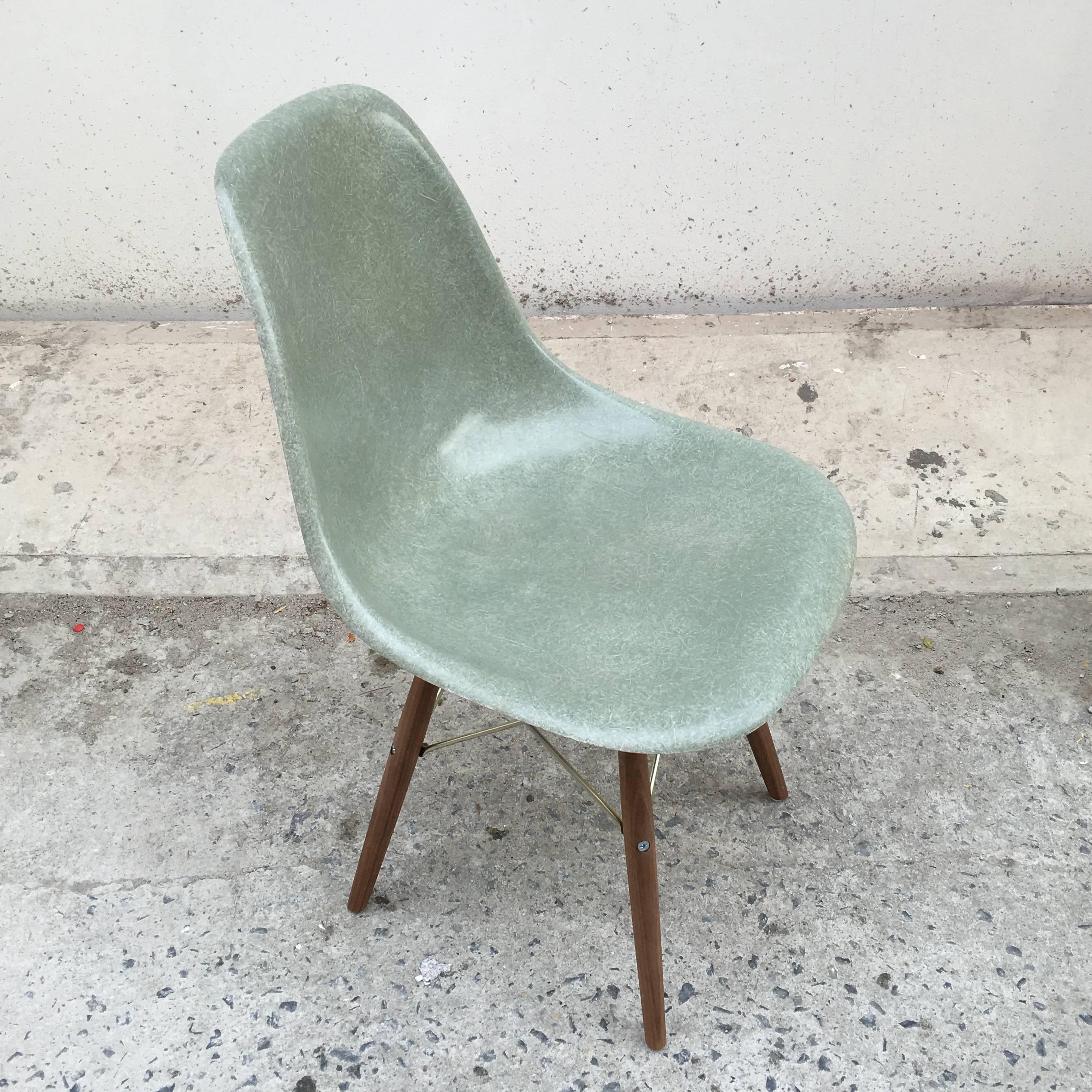 Mid-Century Modern Four Herman Miller Eames Seafoam Dining Chairs
