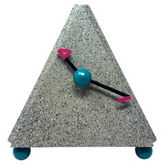 1980s Postmodern Triangular Mantel Clock with Splatter Finish