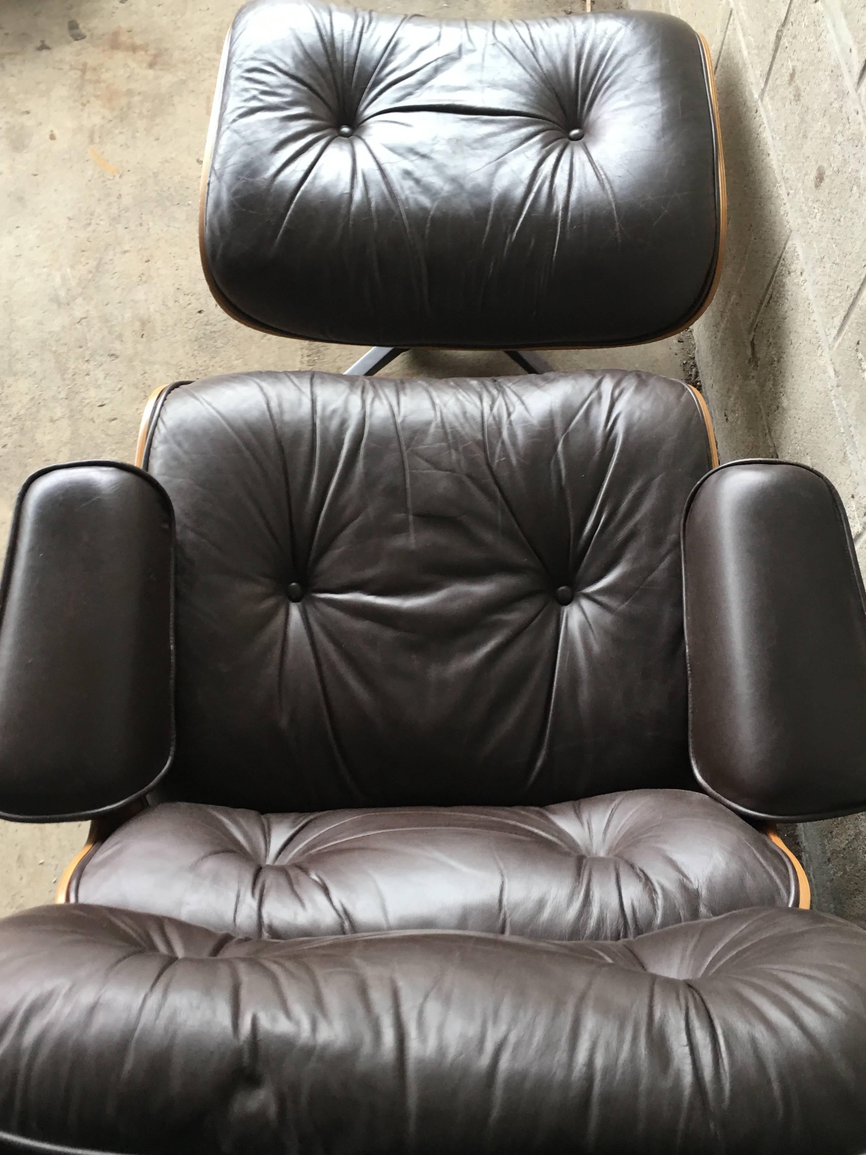 Late 20th Century Herman Miller Eames Rosewood Lounge and Ottoman