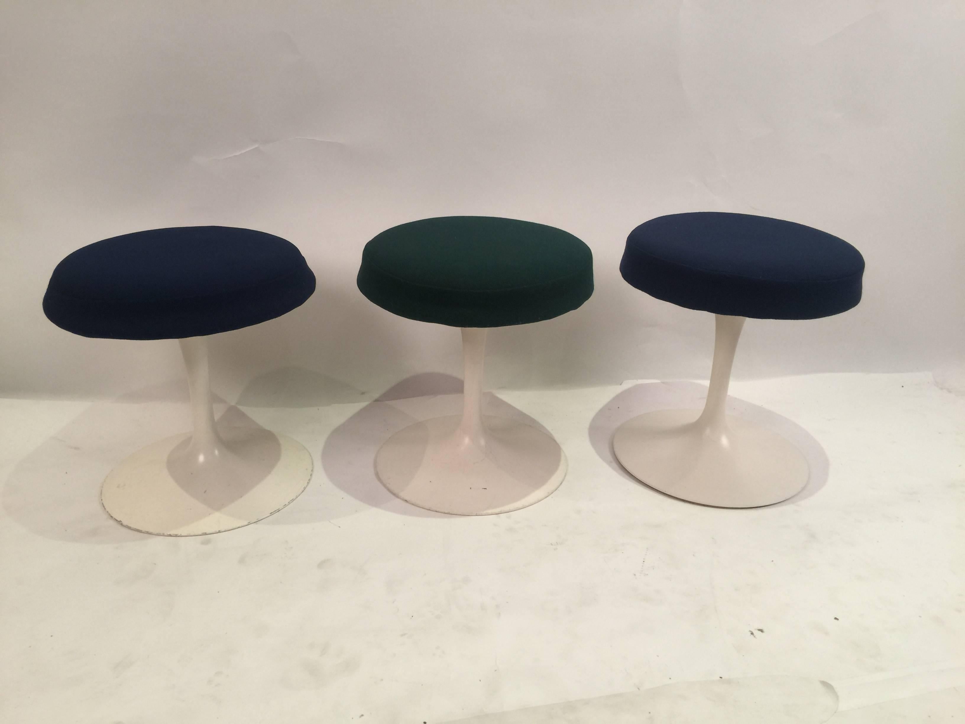 Mid-Century Modern Eero Saarinen Tulip Stools for Knoll in Fabric