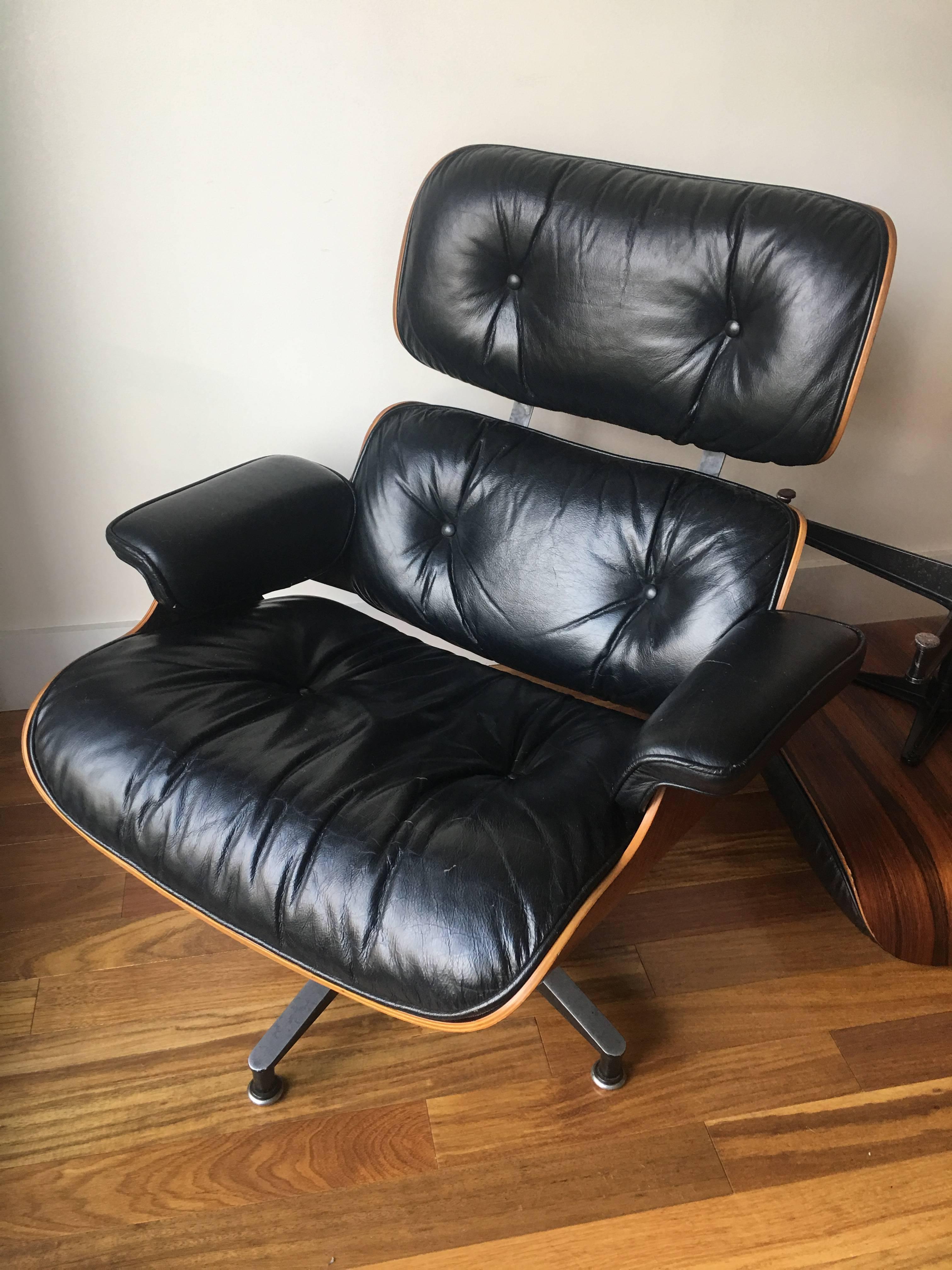 Aluminum Herman Miller Eames Rosewood Lounge Chair and Ottoman