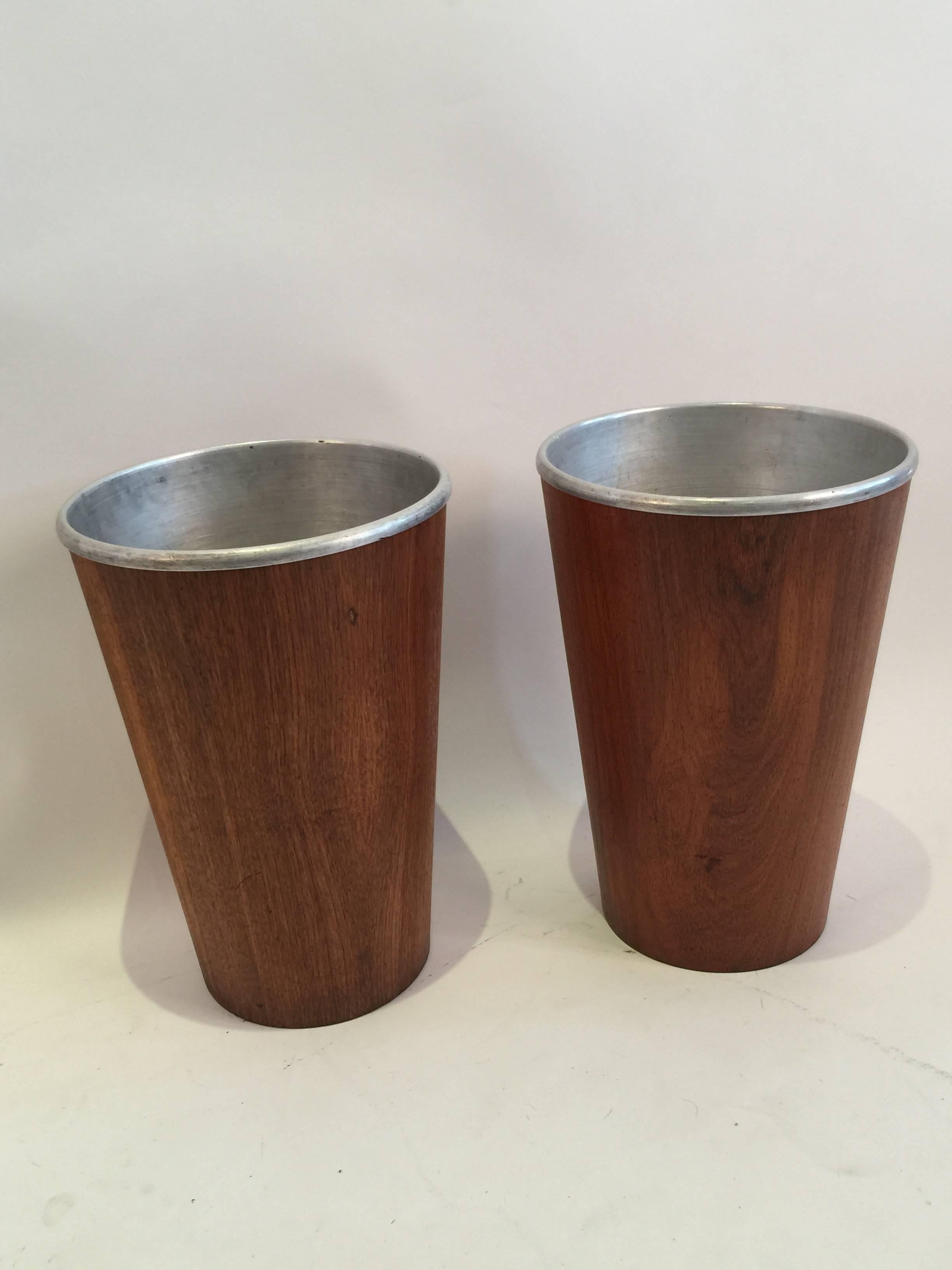 Mid-20th Century Pair of Wastebaskets with Metal Inserts by Martin Aberg for Servex