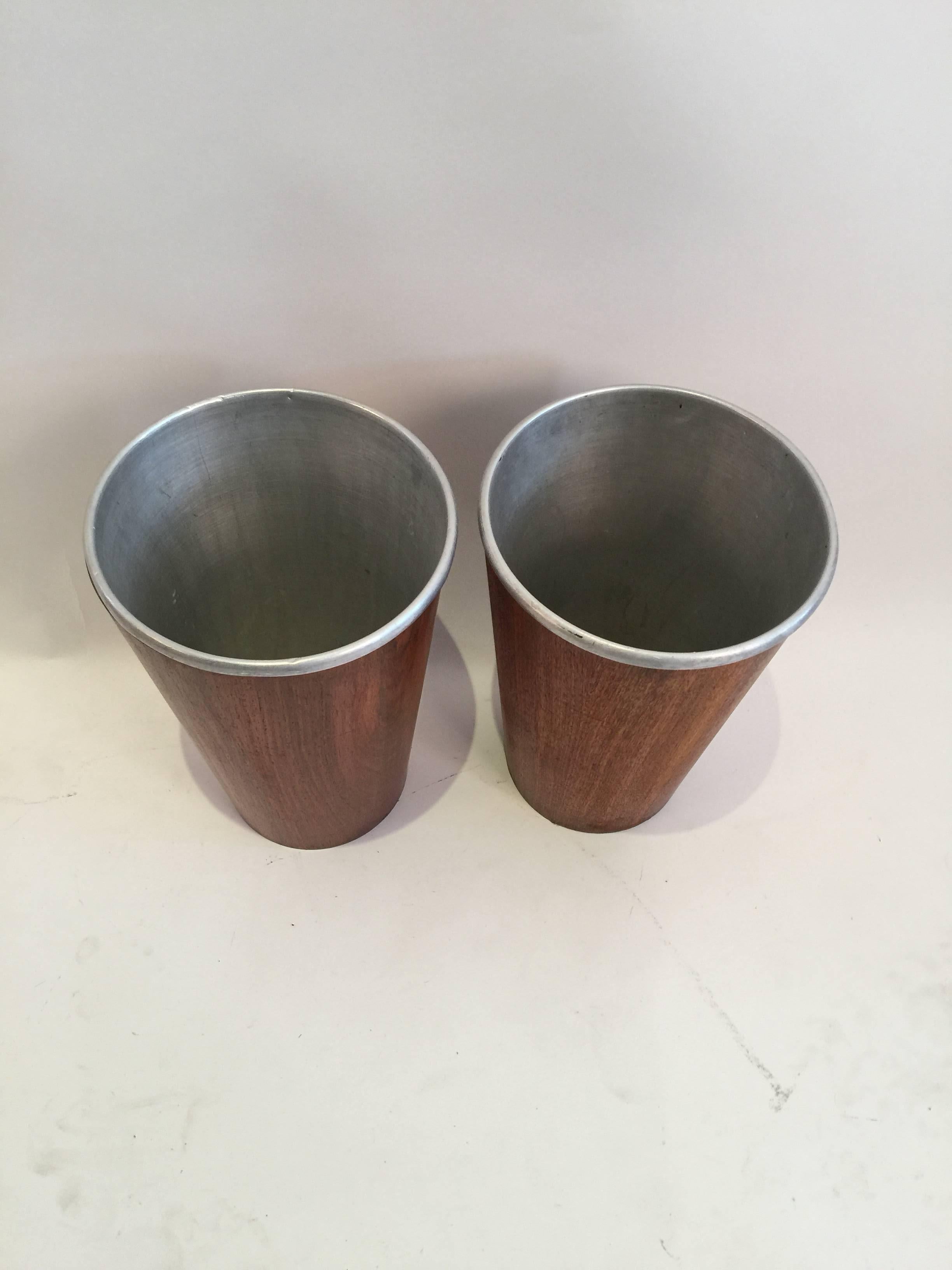 Scandinavian Modern Pair of Wastebaskets with Metal Inserts by Martin Aberg for Servex