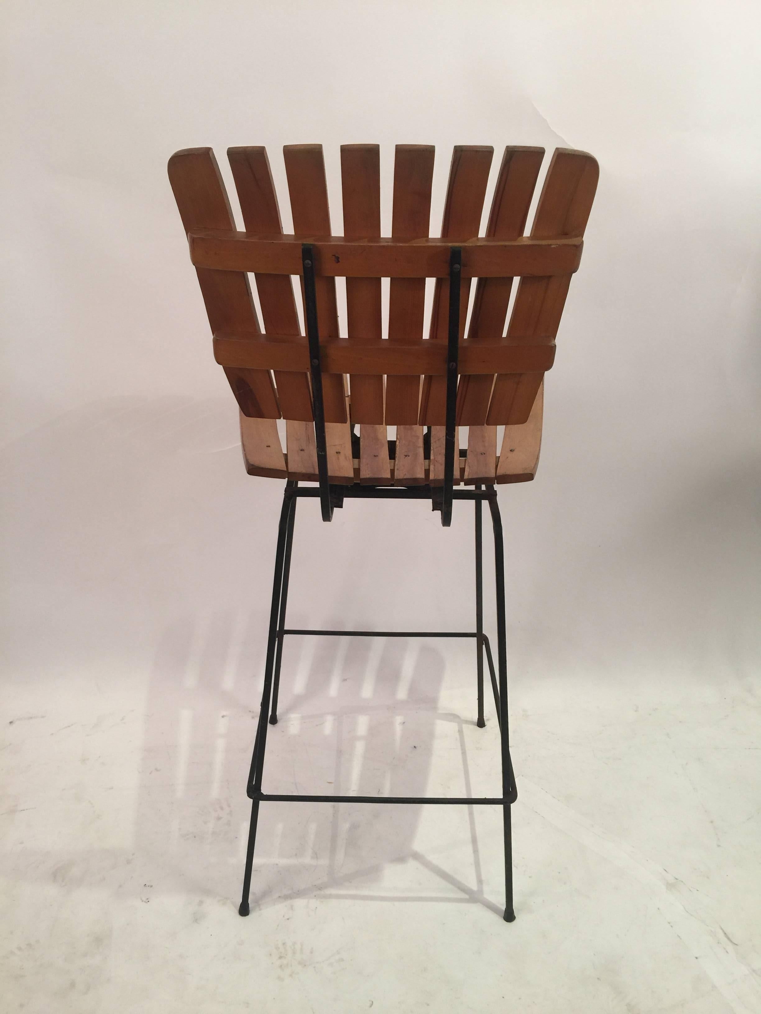 Arthur Umanoff Iron and Birch Swivel Stools for Raymor In Excellent Condition In Brooklyn, NY