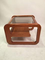 Set of Lou Hodges Oak and Glass Tables