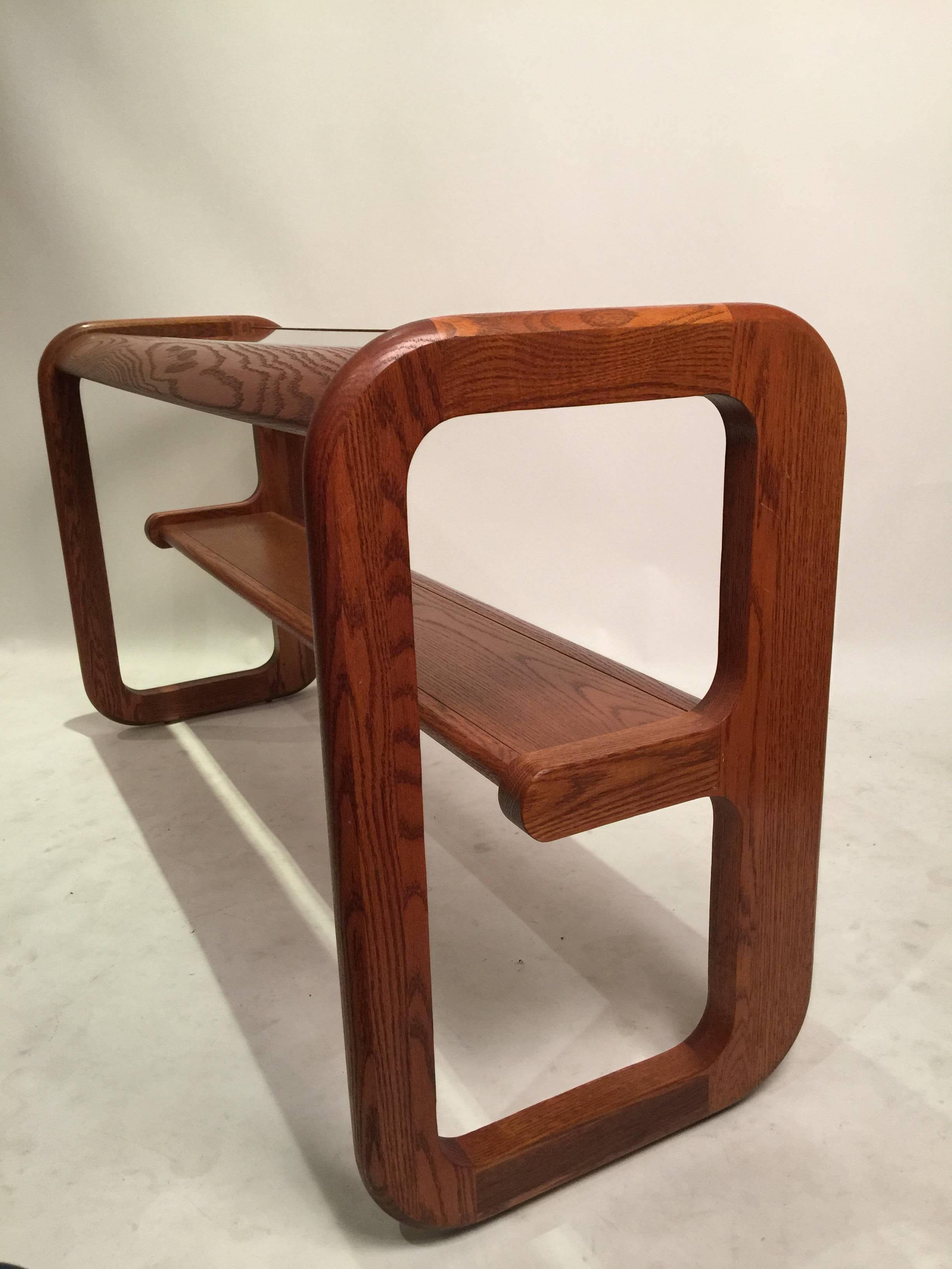 Mid-Century Modern Set of Lou Hodges Oak and Glass Tables