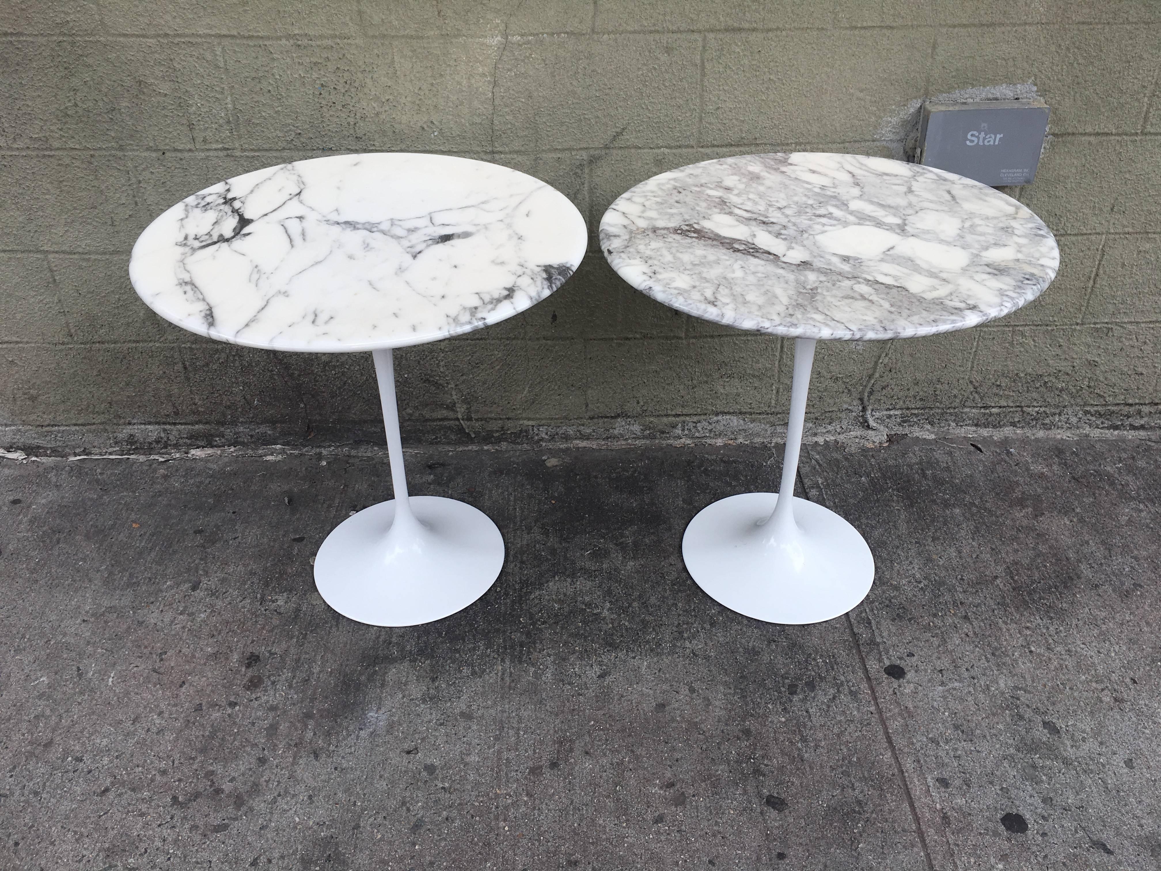 Two Eero Saarinen for Knoll Marble tulip side tables. In excellent condition.