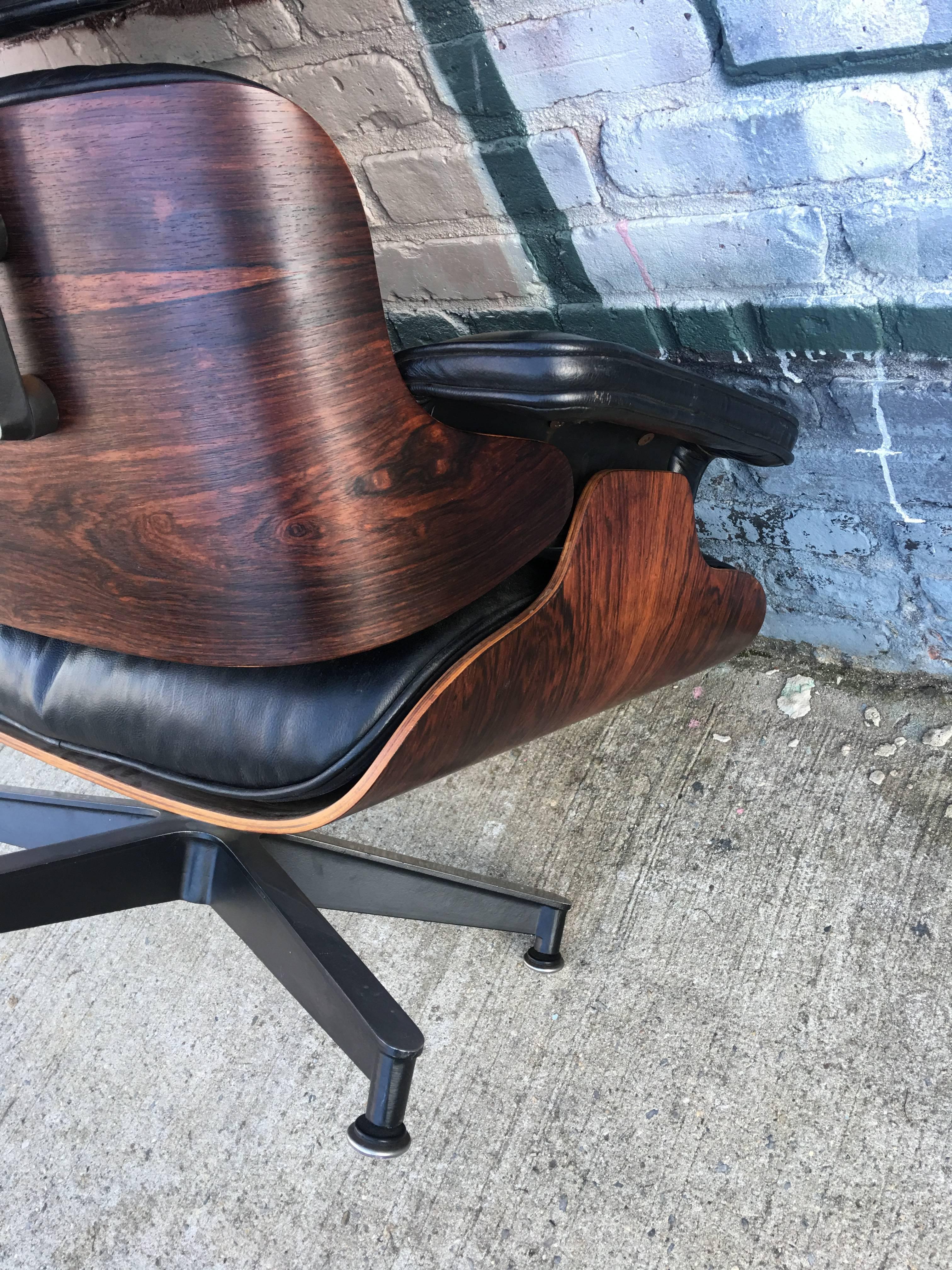 American Early 1960s Down Filled Herman Miller Eames Lounge Chair and Ottoman