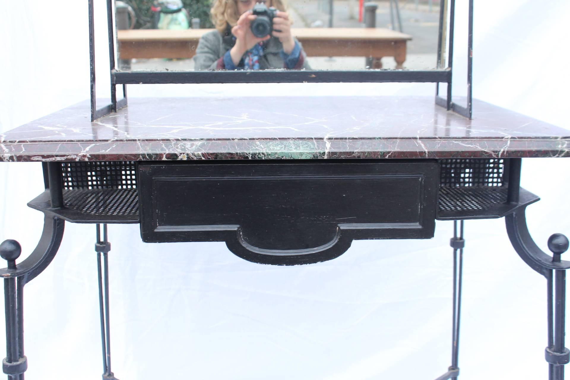 Double-Sided Hairdresser Mirror, Metal, Marble, 1940, France  1