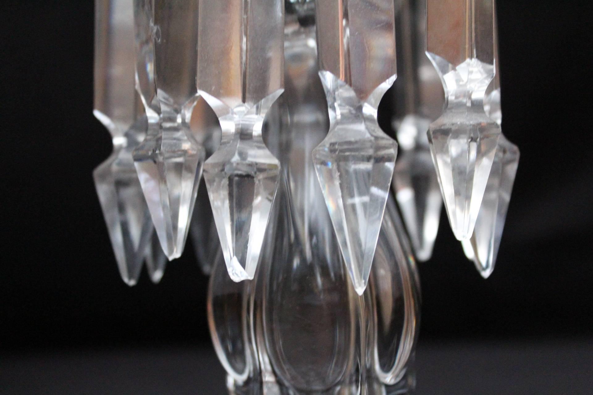 Crystal Pair of Baccarat Chandeliers or Candlesticks, 1950, France 