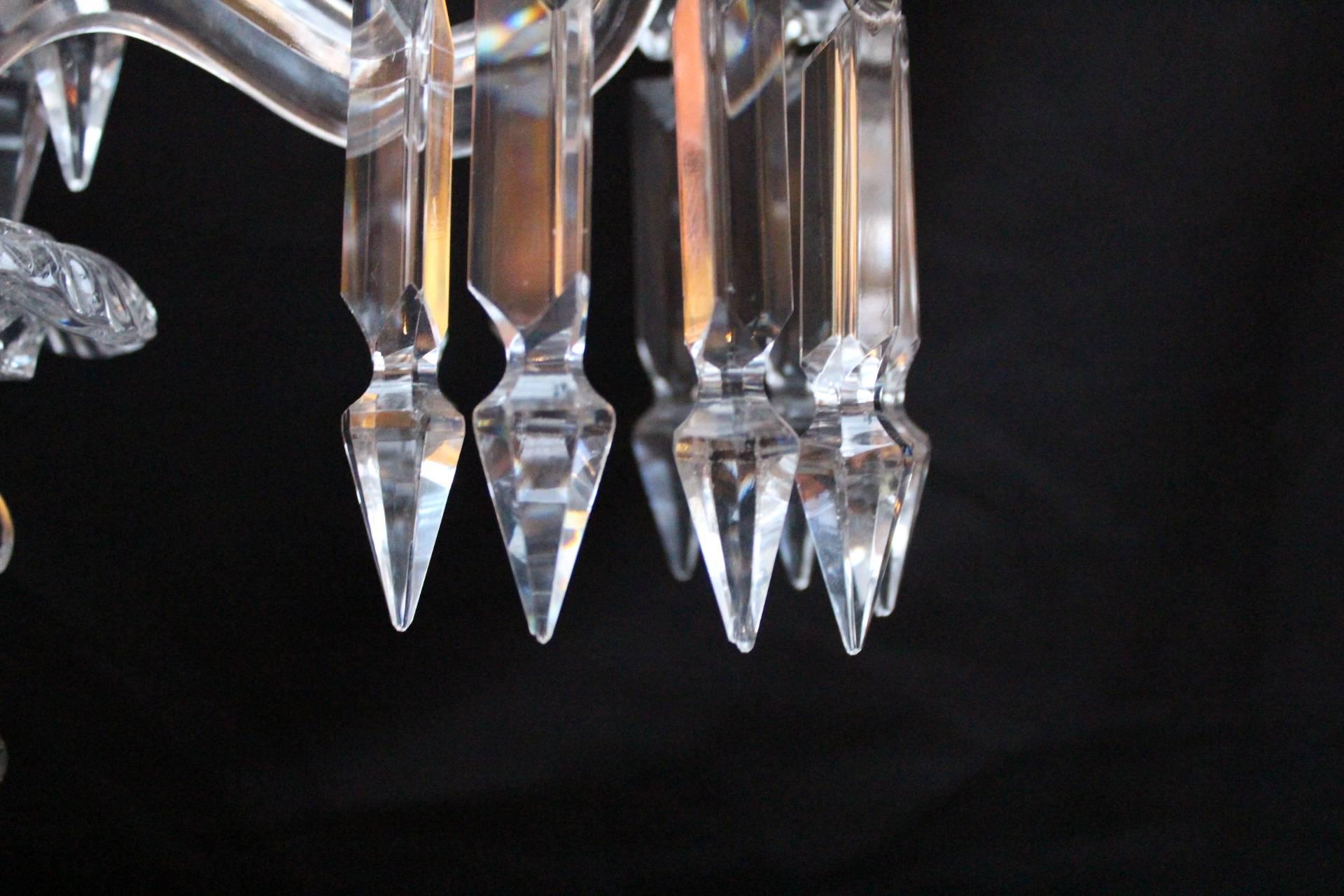 Pair of Three-Lights Chandelier or Candlestick, Baccarat, 1950 For Sale 1
