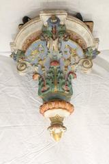 Church Console Table, Late 19th Century, Original Polychromed Terracotta