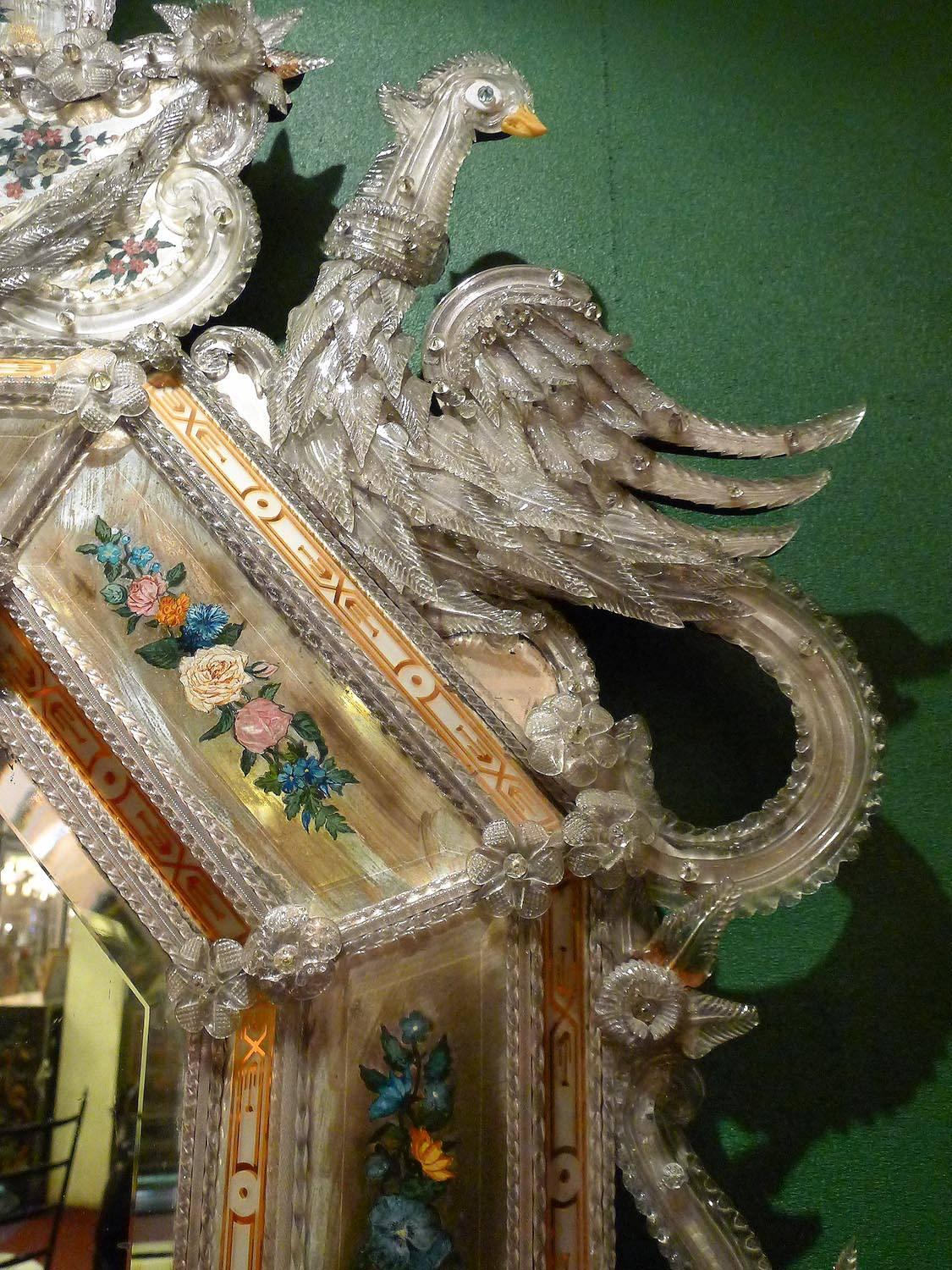 Venetian Mirror 19th Century by Toiso and Barovier Murano In Fair Condition For Sale In Saint-Ouen, FR