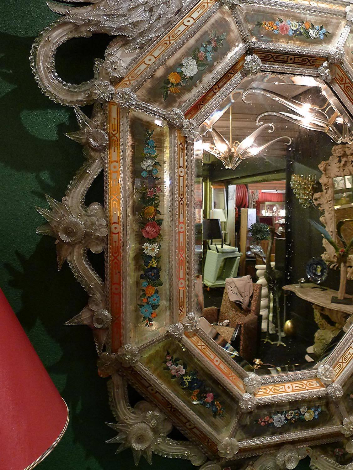 Venetian Mirror 19th Century by Toiso and Barovier Murano For Sale 1