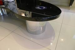 Coffee Table by Frederic DAD in Black Lacquer and Agathe Stone