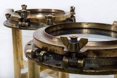 Pair of Porthole Coffee Tables in Bronze, circa 1970