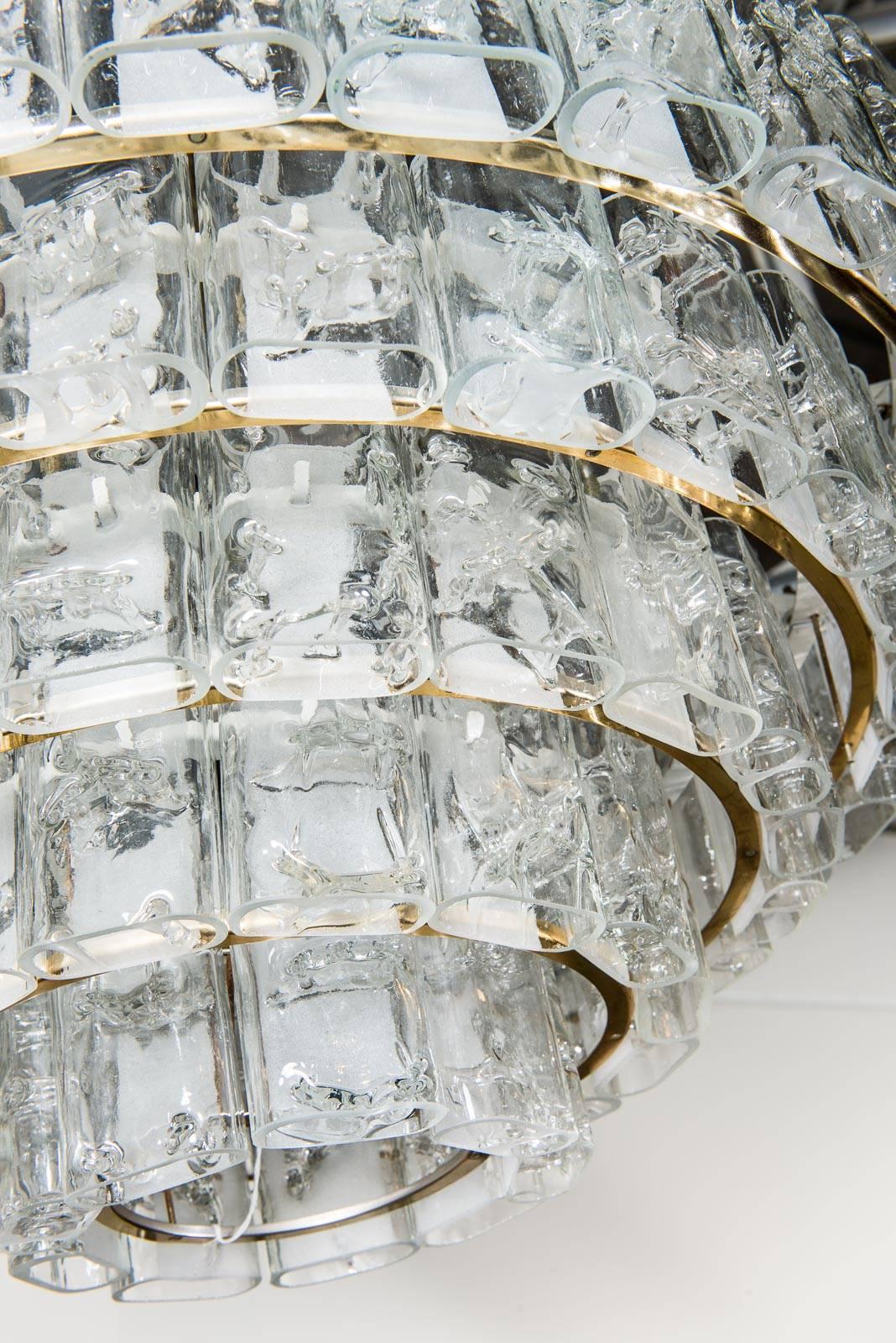 Mid-Century Modern Chandelier By Doria with Glass, circa 1950 For Sale