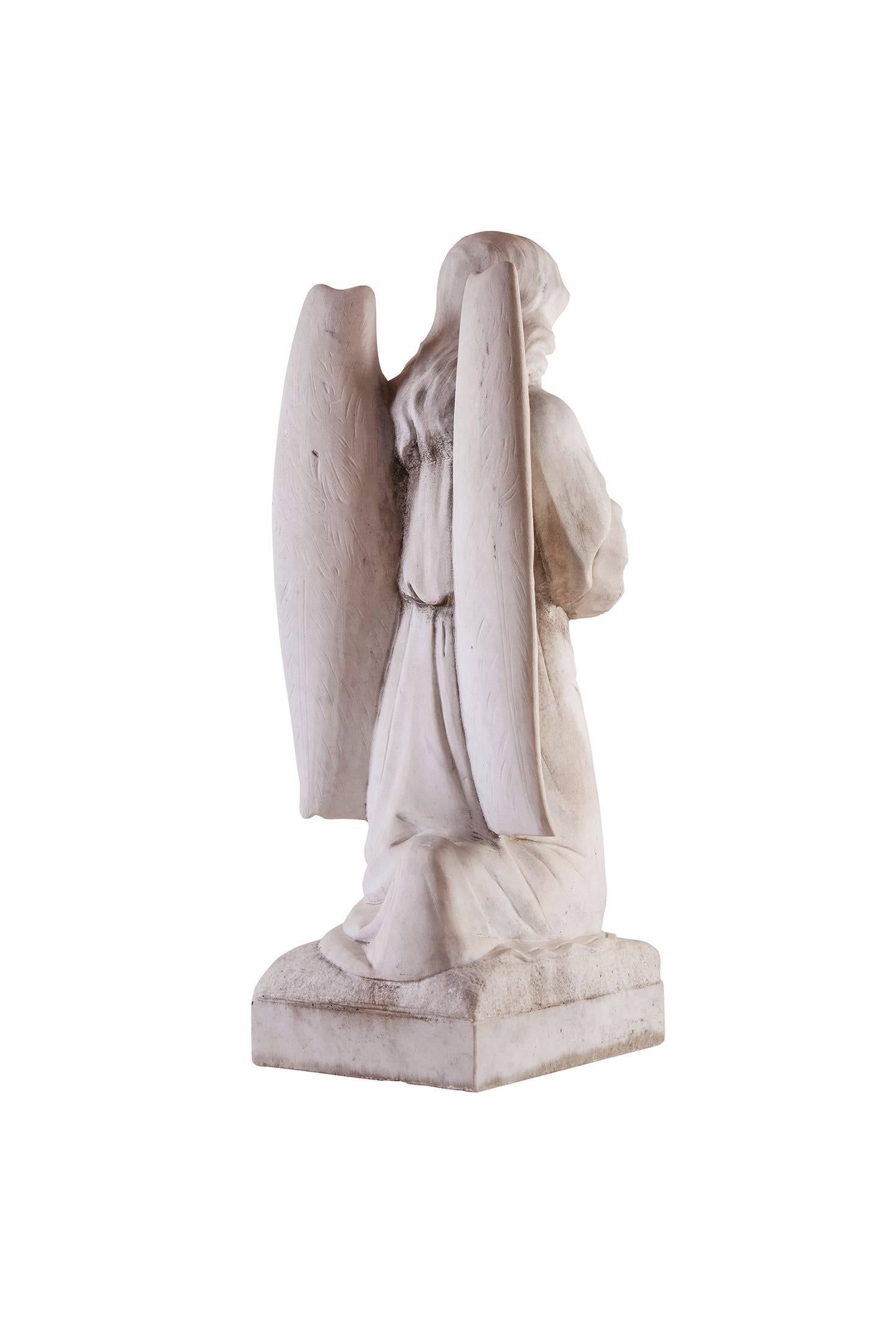 Neoclassical Angel, Marble Carrara, 19th Century For Sale