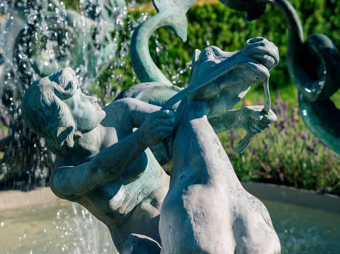 Cast Fountain, Art Nouveau, Bronze Sculpture For Sale