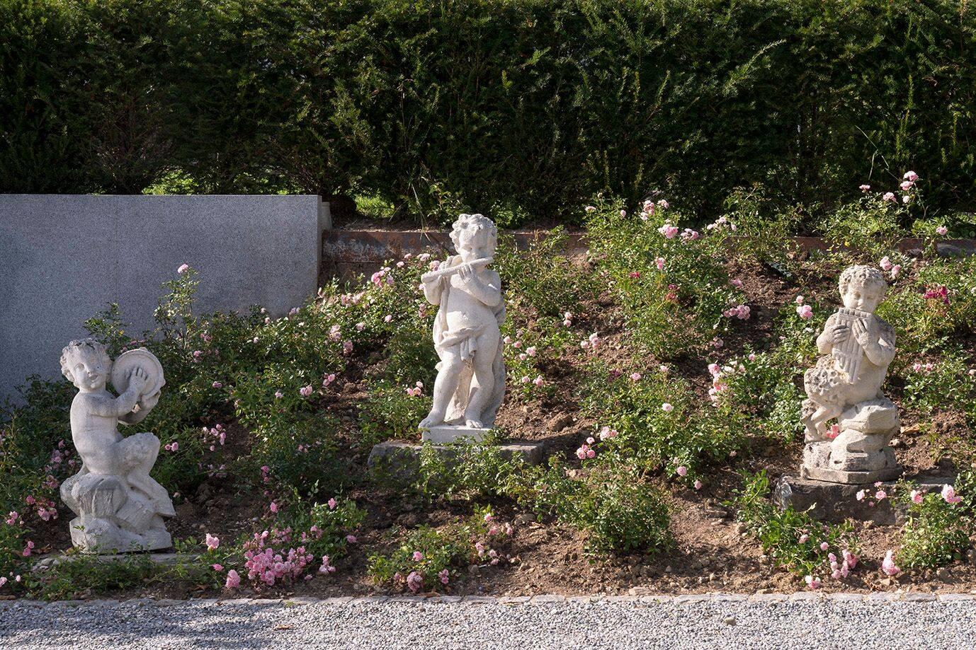 Neoclassical Faun in Limestone, Garden Sculpture, 20th Century For Sale