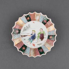 Chinese Porcelain Famille Rose Tea Bowl and Saucer, Fishermen, Yongzheng
