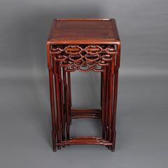 Chinese Hongmu Nest of Four Square Tables, circa 1900