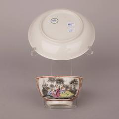 Chinese Porcelain European Subject Cup and Saucer, 18th Century
