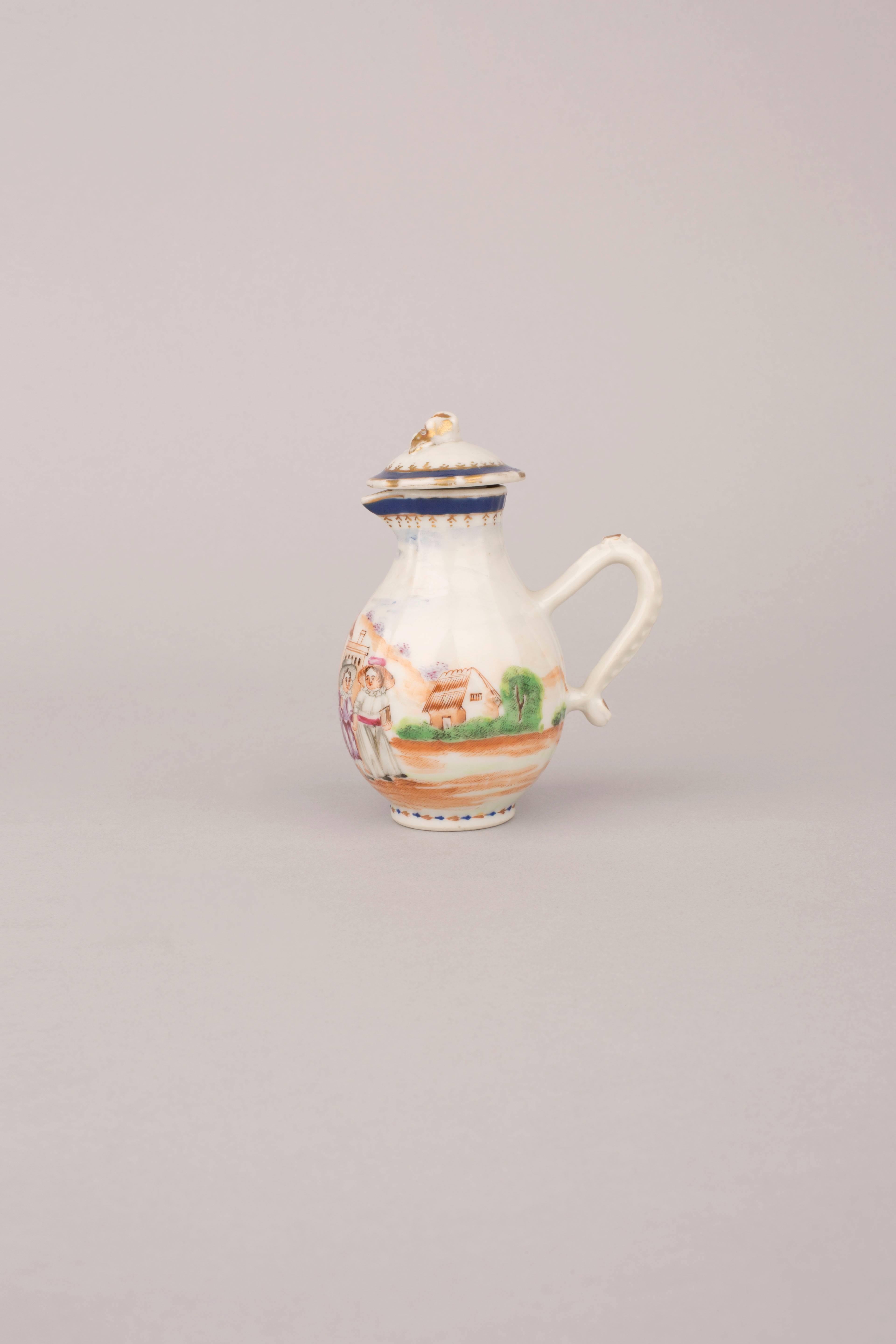 Qing Chinese Export Porcelain Famille Rose Jug and Cover, 18th Century