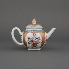 Chinese Porcelain Famille Rose Teapot and Cover, Basket of Flowers, Yongzheng