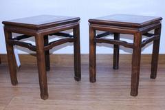 Pair of Chinese Hongmu 'Blackwood' Square Stools