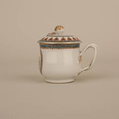 Chinese Porcelain Slightly Bulbous Form Armorial Cup and Cover, 18th Century