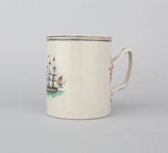 Chinese Export Porcelain Tankard, Ship and American Flags 18th Century