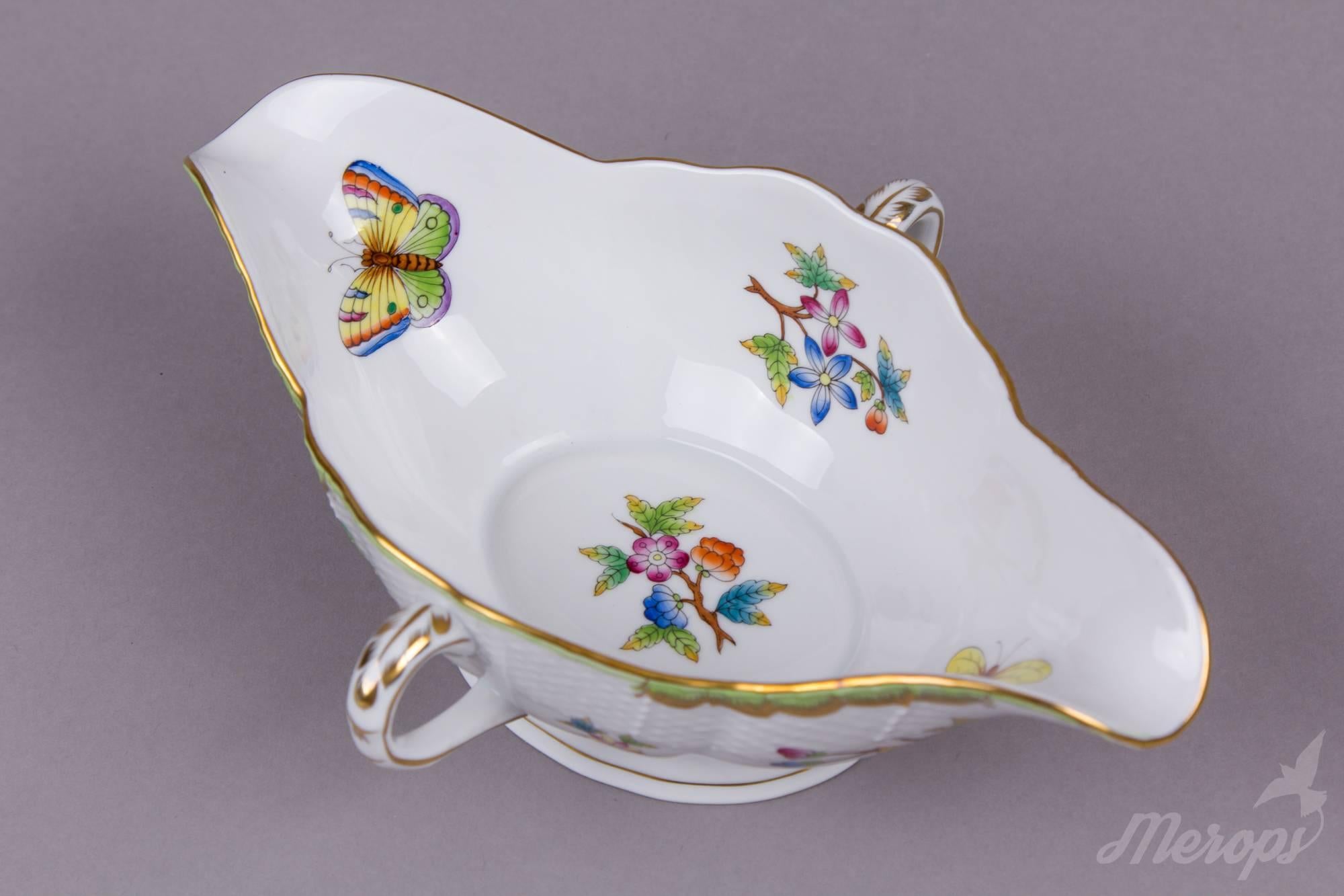 Hungarian Herend Queen Victoria Gravy Boat with Handles For Sale