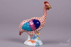 Herend Red Fishnet Guinea Fowl Bird Figurine