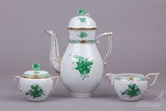 Herend Chinese Bouquet Green Tea Set for Four Persons
