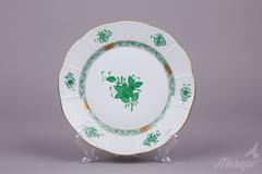 Set of Six Herend Chinese Bouquet Green, Luncheon or Dinner Plates