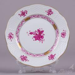 Herend Chinese Bouquet Raspberry Dessert Set for Six Persons