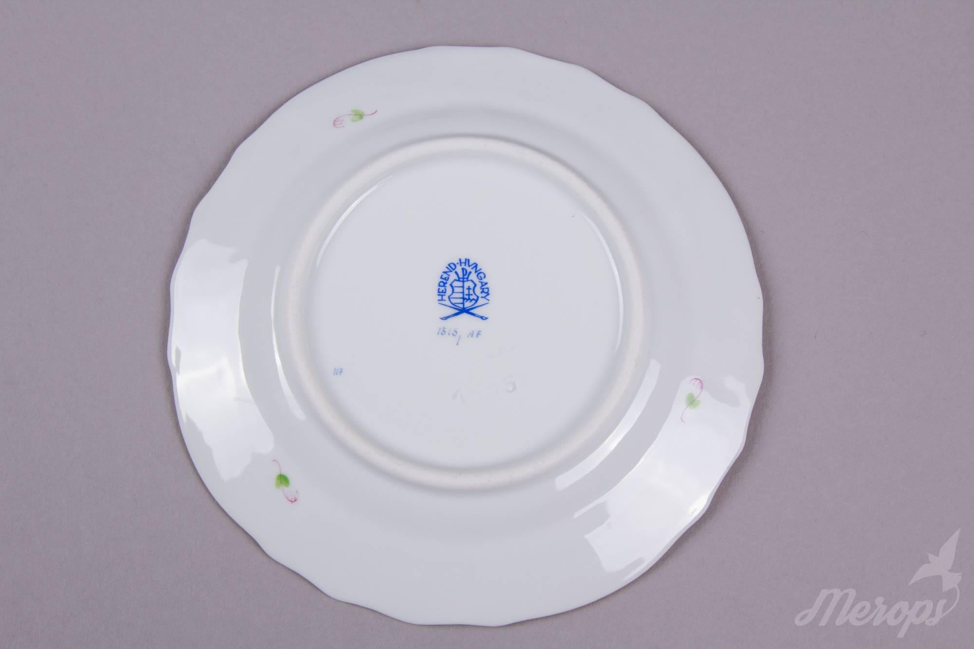 Mid-20th Century Herend Chinese Bouquet Fleur Multicolor Dessert Set for Six Persons