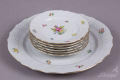 Herend Chinese Bouquet Fleur Multicolor Dessert Set for Six Persons