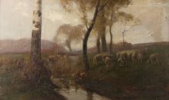 Lambs Near the Creekside by Aladar Edvi Illes, circa 1915