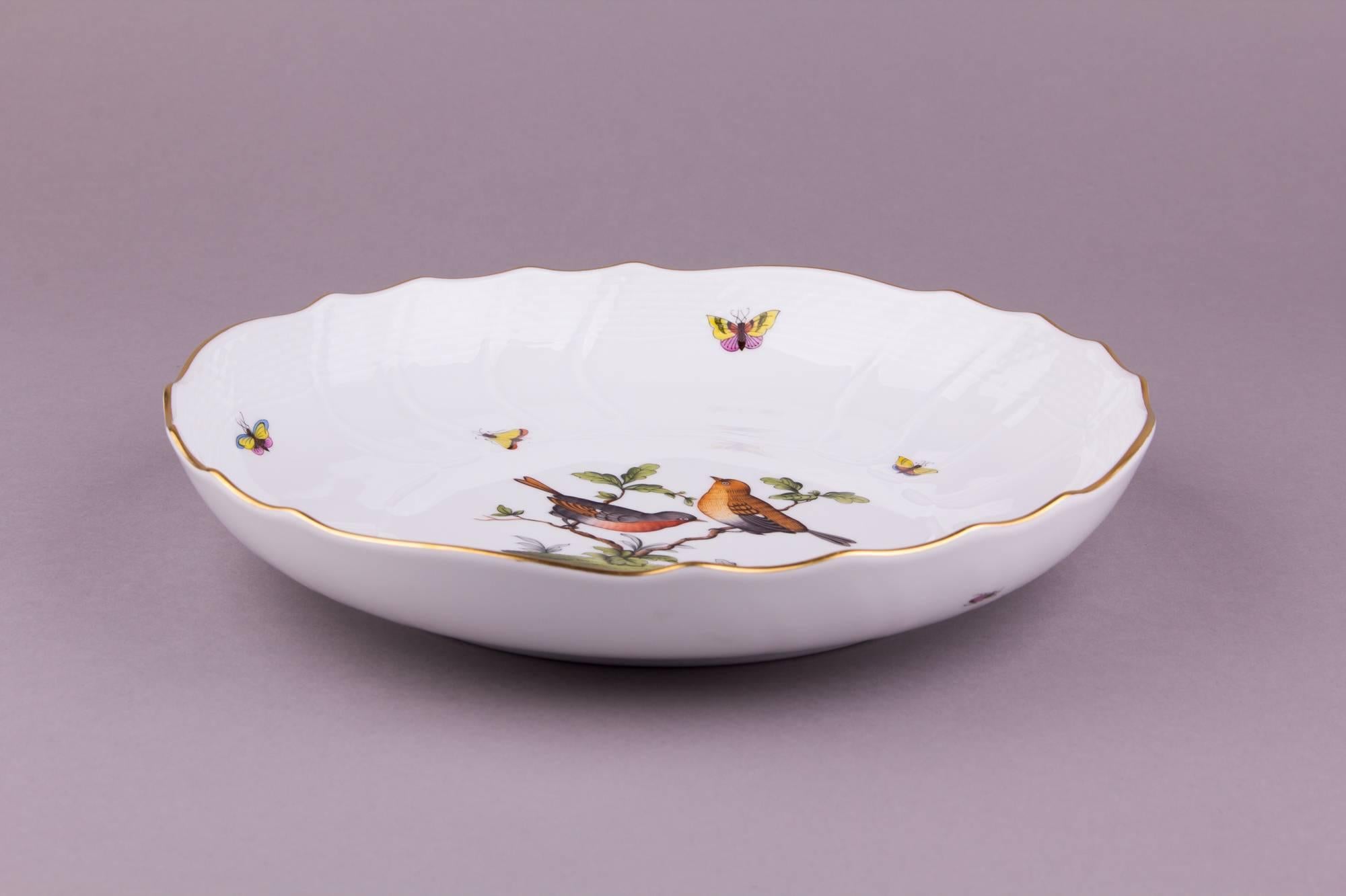 Hungarian Herend Rothschild Bird Round Open Vegetable Bowl For Sale