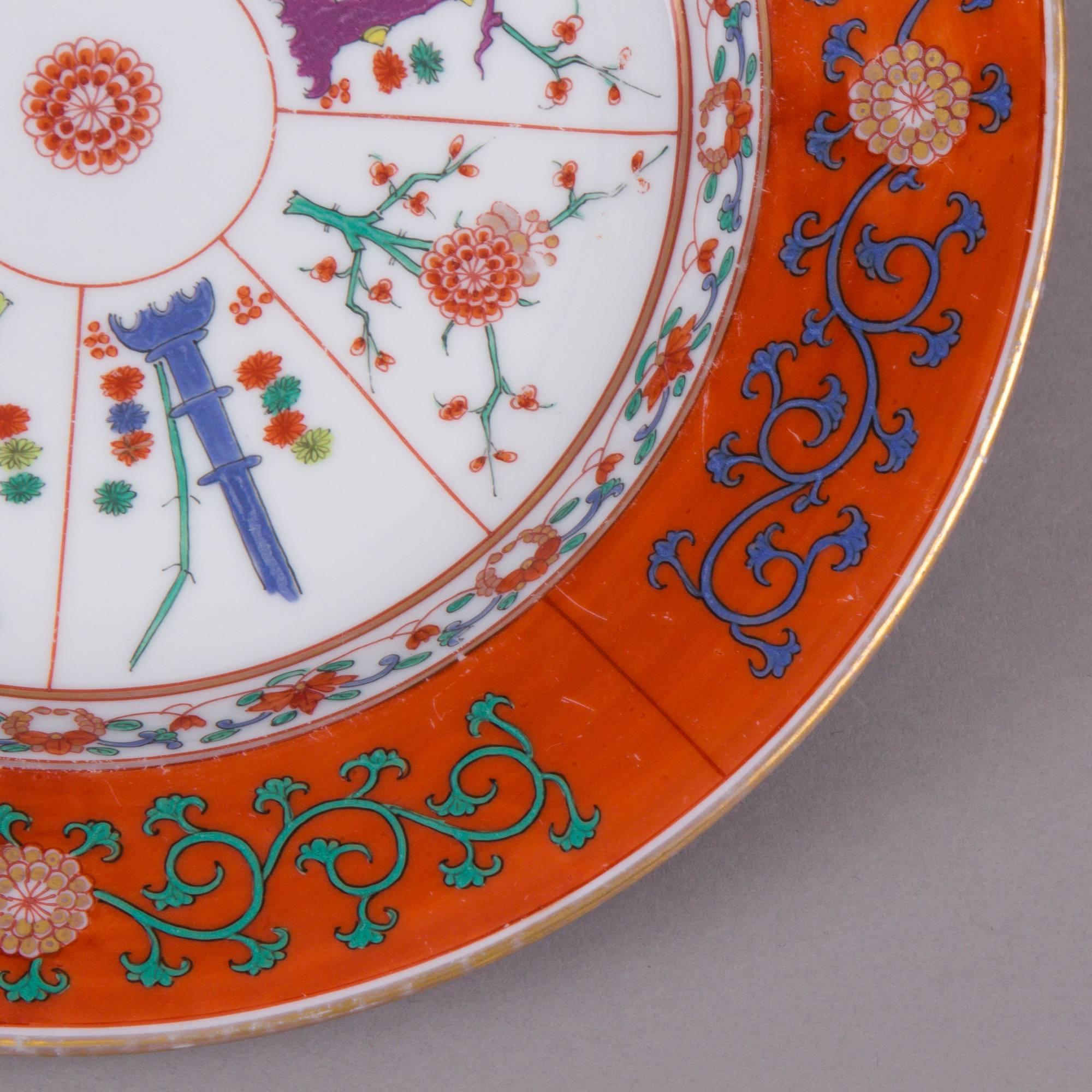 Herend Red Dynasty Godollo Plate with 24K Gold Rim from 1899 In Good Condition In Budapest, HU